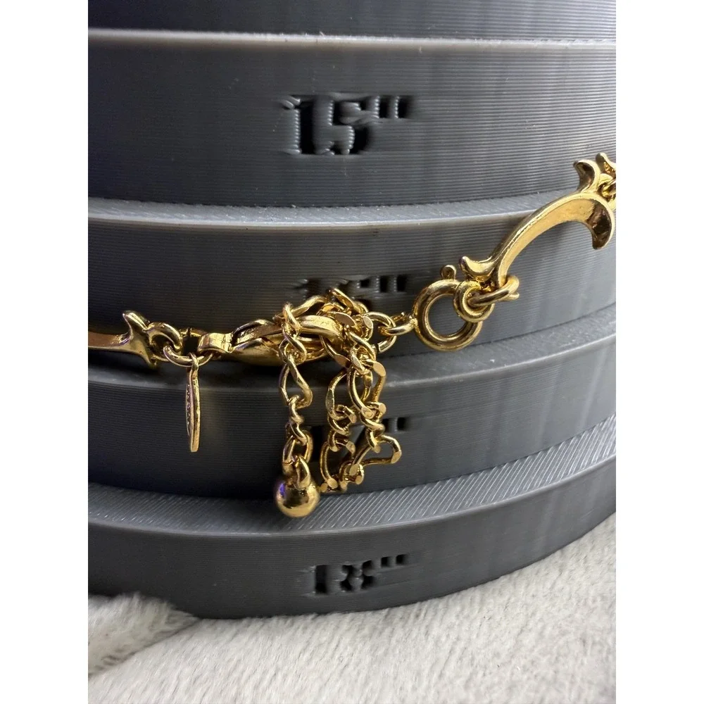 Avon Necklace Gold Tone Rhinestone Y-Drop Adjustable 17